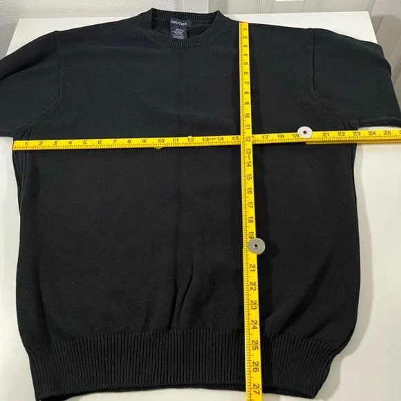 Nautica Mens XL Black 100% Cotton Long‎ Sleeve Crewneck Knit Sweater Casual Prep - Picture 8 of 8